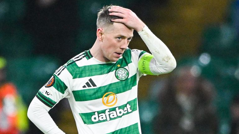 Celtic captain Callum McGregor shows the strain as his side lose 4-1 to Stuttgart