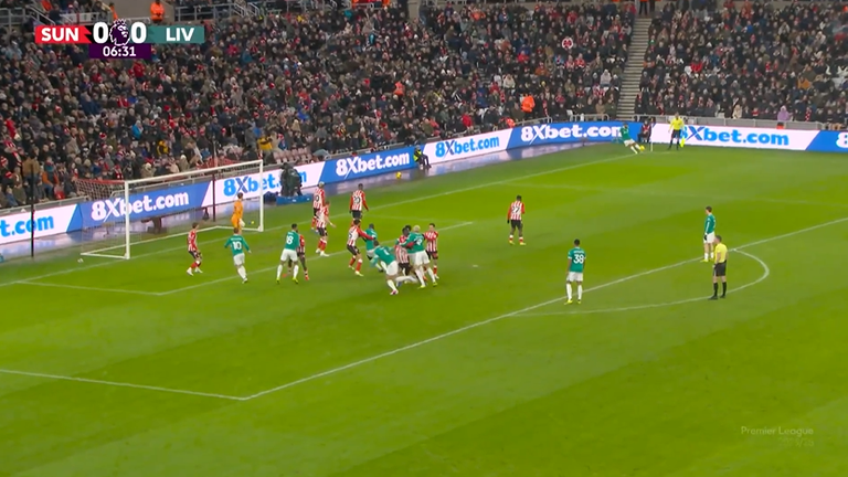 Liverpool had no players in Sunderland's six-yard box for their first corner of the night