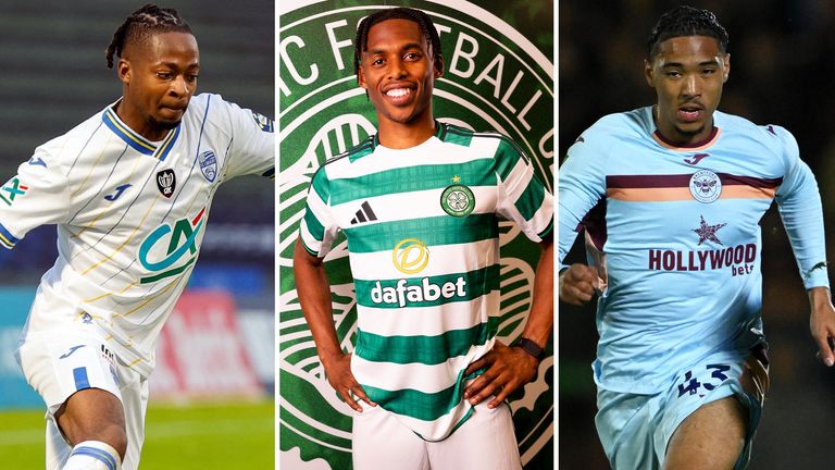Celtic have signed Joel Mvuka (L), Junior Adamu (C) and Benjamin Arthur (R) on Deadline Day 