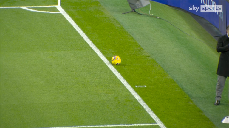 A camera showing the same ball from a different angle which looks out of play