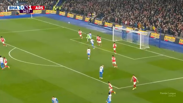 Raya was deemed to have been fouled by Mitoma as he motioned to quickly throw the ball out to Bukayo Saka