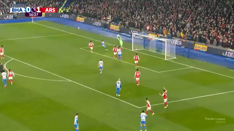 David Raya caught a right-wing cross from Diego Gomez