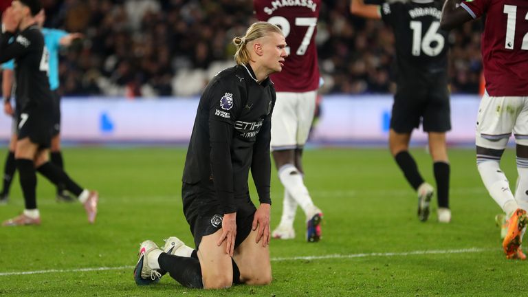 Erling Haaland was unable to score at West Ham