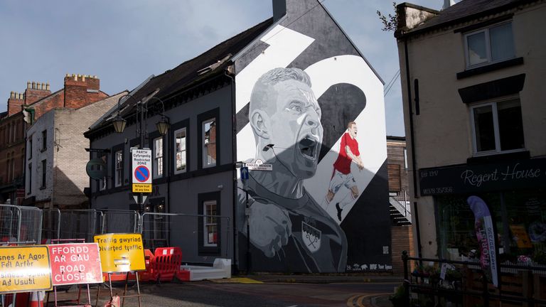 A mural of former Wrexham forward Paul Mullin