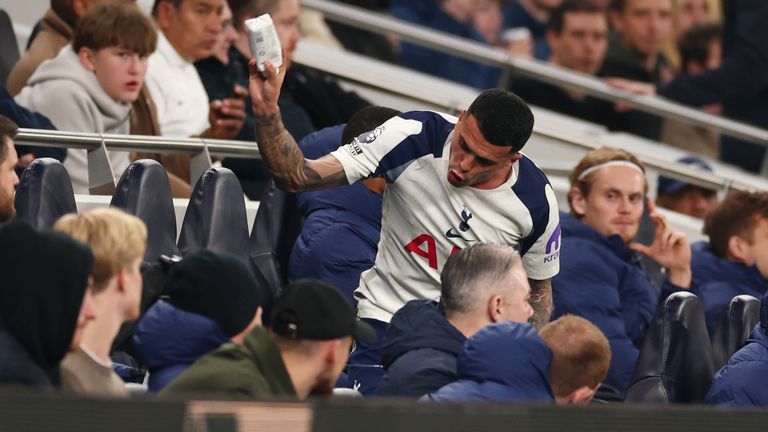 Pedro Porro reacts angrily to being substituted