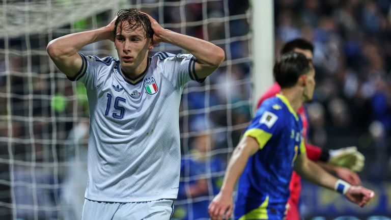 Italy's Francesco Pio Esposito missed in the shoot-out defeat as his country failed to qualify for the World Cup