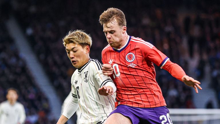 Middlesbrough's Tommy Conway made his first start for Scotland against Japan