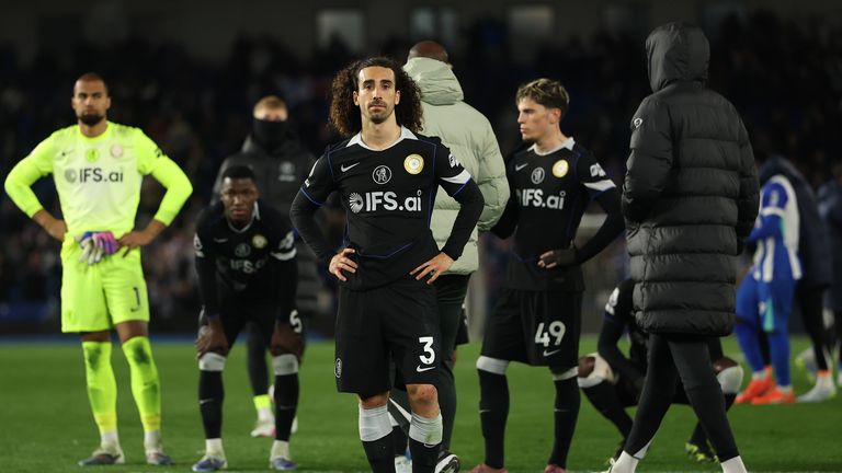Marc Cucurella looks on in disbelief at full-time