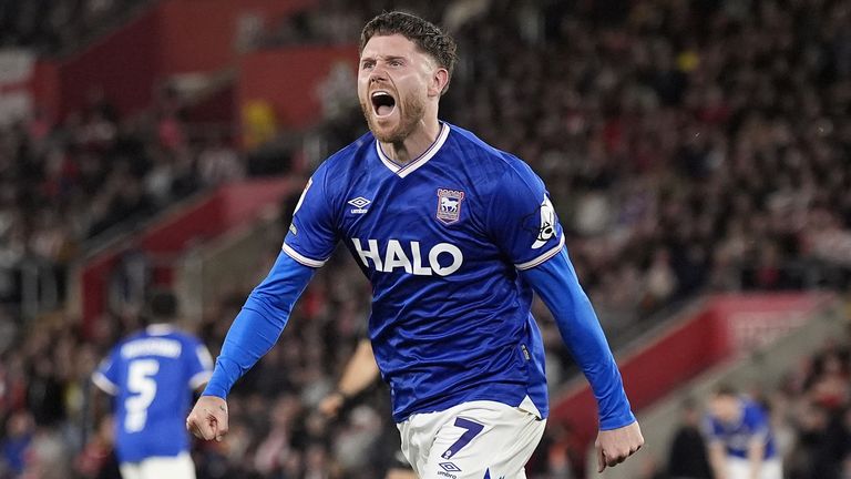 Wes Burns celebrates scoring for Ipswich Town