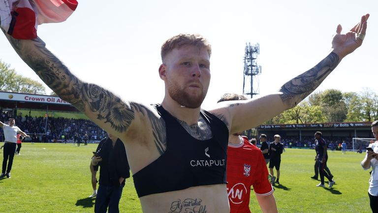 York City's Josh Stones celebrates at full time