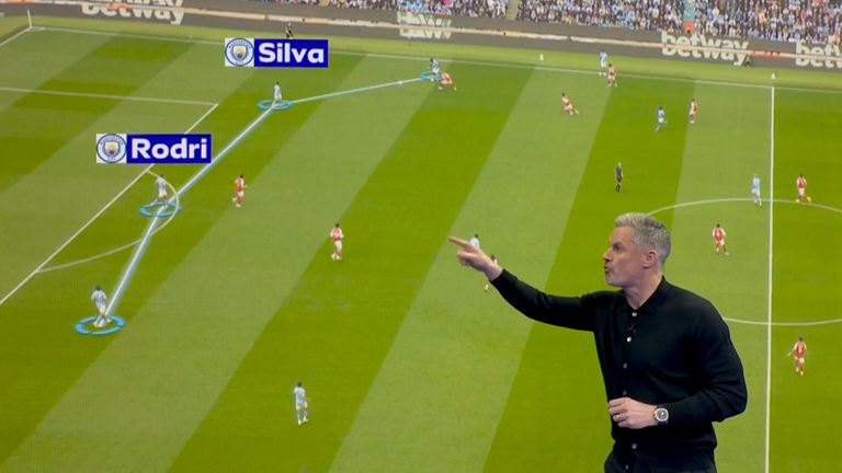 Man City midfielder Rodri and Bernardo Silva dropped into the centre-back positions to get on the ball