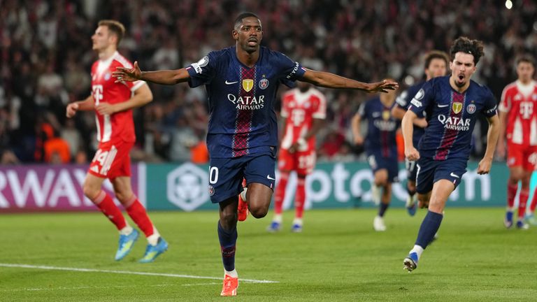 Ousmane Dembele scored his second and PSG’s fifth goal after beating Neuer at the near post