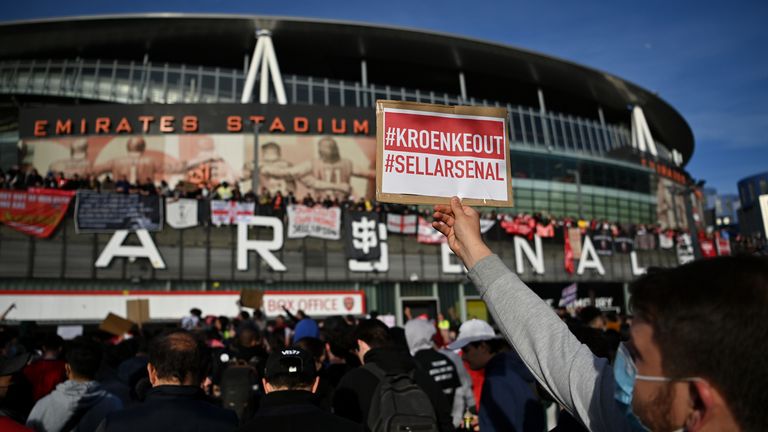 Arsenal fans protested against the Kroenke ownership after the European Super League fiasco in 2021