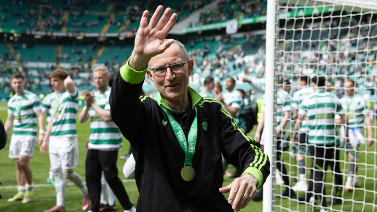 GLASGOW, SCOTLAND - MAY 16: Celtic manager Martin O'Neill at full time during a William Hill Premiership match between Celtic and Heart of Midlothian at Celtic Park, on May 16, 2026, in Glasgow, Scotland. (Photo by Craig Foy / SNS Group)