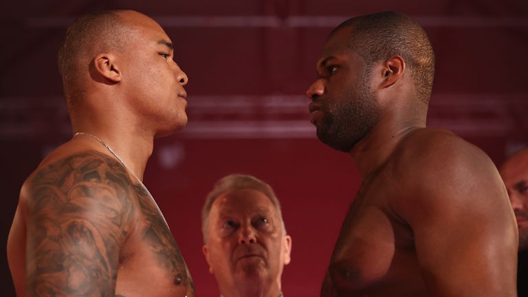 Fabio Wardley and Daniel Dubois square off at the weigh-in ahead of their heavyweight clash