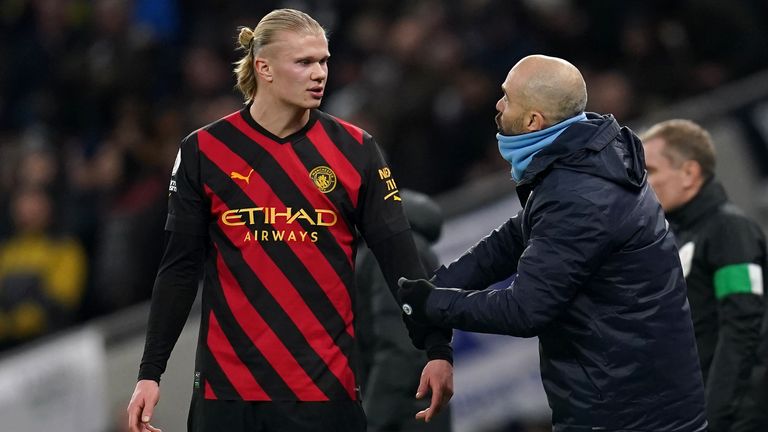 Maresca (right) was in Man City's backroom team when Erling Haaland joined the club