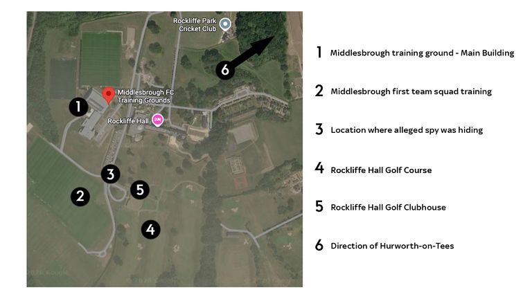 Map showing location of Middlesbrough training ground (credit: Google Maps)
