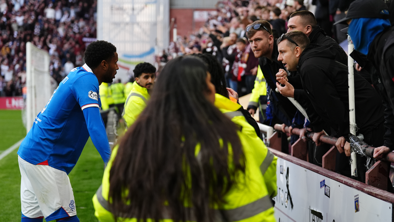 Rangers striker Youssef Chermiti was seen speaking with Rangers fans after the defeat to Hearts