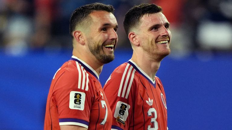 Andy Robertson and John McGinn at full-time after Scotland beat Haiti