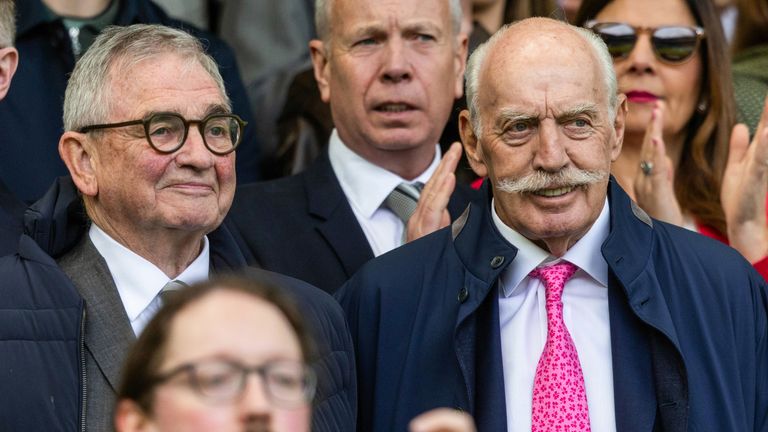 Celtic interim chairman Brian Wilson (L) and majority shareholder Dermot Desmond (R) 