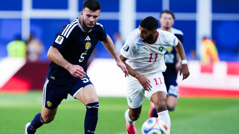 Scotland's Grant Hanley in action against Morocco
