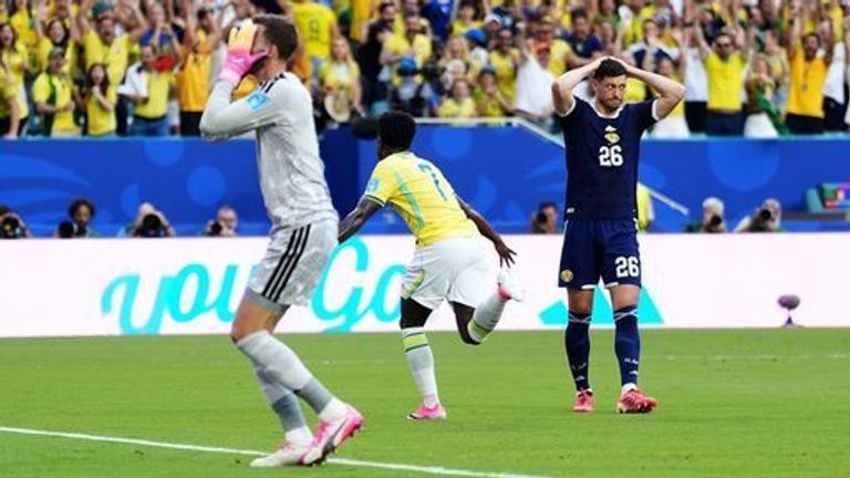 Vinicius Jr opened the scoring for Brazil against Scotland 