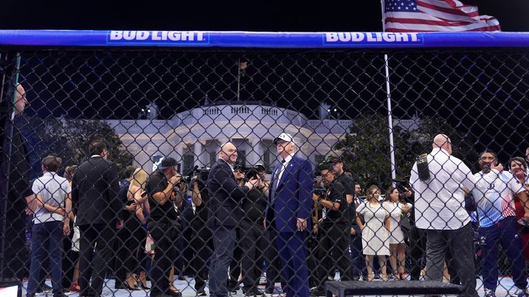 Mr Trump pictured with president and CEO of UFC, Dana White. Pic: AP