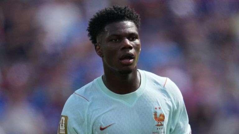 France's Aurelien Tchouameni (8) during the World Cup Group I soccer match between Norway and France in Foxborough, Mass., near Boston,Friday,June,26 2026. (AP Photo/Dave Shopland)