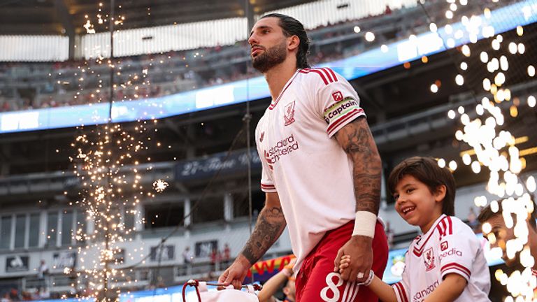 Dominik Szoboszlai leads Liverpool out ahead of their 1-0 win over Wrexham