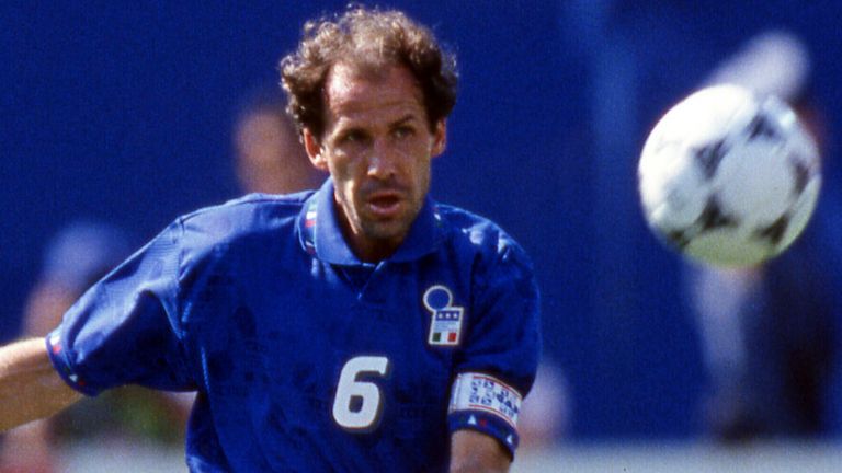 Franco Baresi in action for Italy at the 1994 World Cup