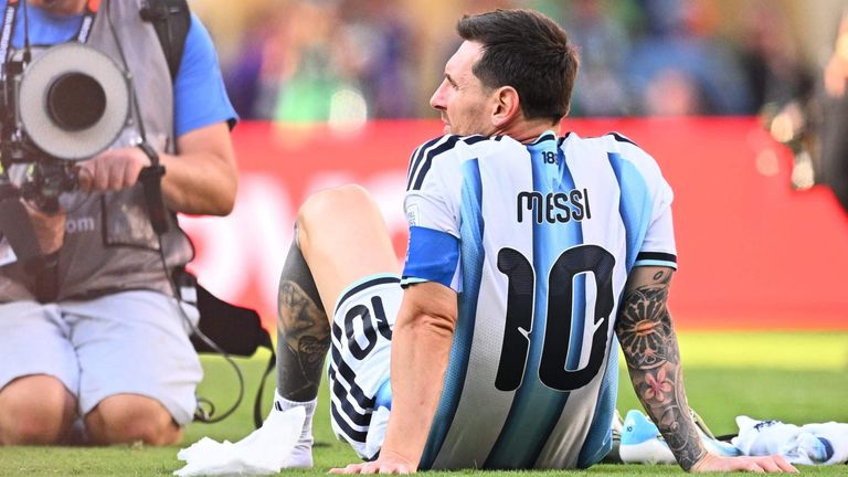 Messi looks into the distance, his dream of a second World Cup ended
