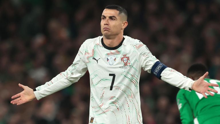 Cristiano Ronaldo was sent off against Republic of Ireland - but FIFA suspended two games from his three-game ban