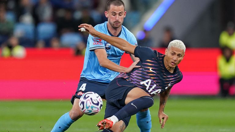 Richarlison challenges for the ball