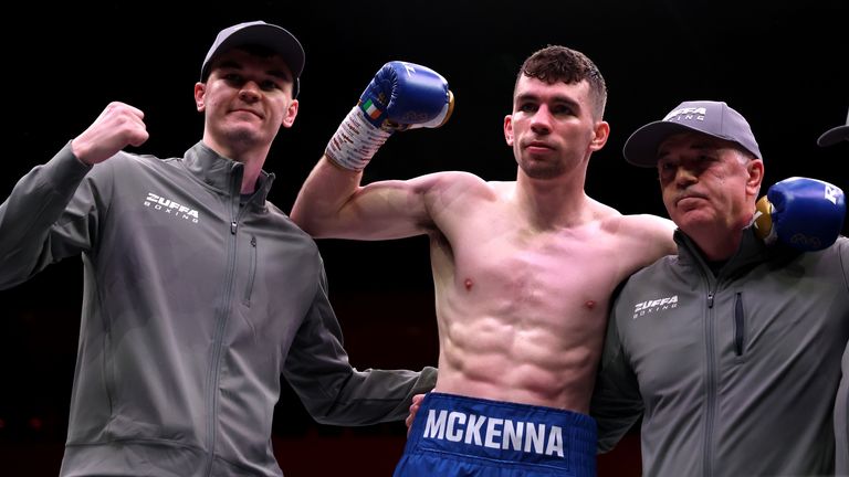 Aaron McKenna with brother Stephen after his stoppage victory over Casey Streeter
