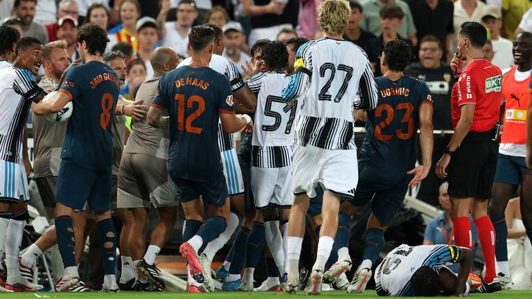 Tempers flared after Jose Gaya's challenge left Anthony Elanga in a heap
