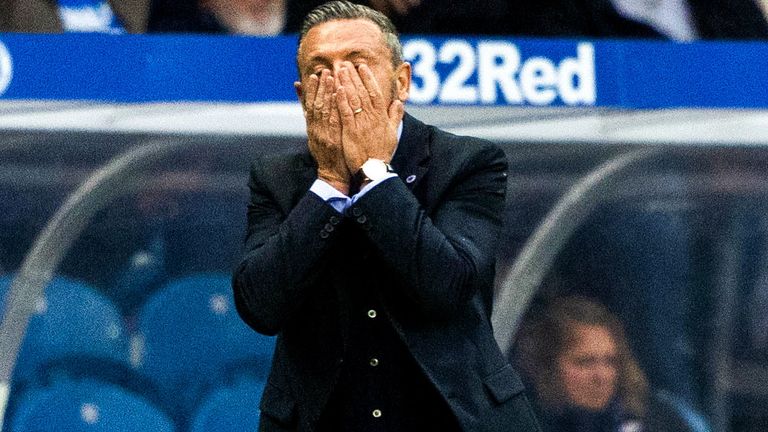 GLASGOW, SCOTLAND - AUGUST 20: Rangers Manager Derek McInnes during a UEFA Conference League Playoff Round First Leg match between Rangers and Jablonec, at Ibrox Stadium, on August 20, 2026, in Glasgow, Scotland. (Photo by Craig Foy / SNS Group)