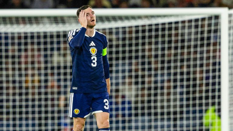 Scotland captain Andy Robertson is dejected