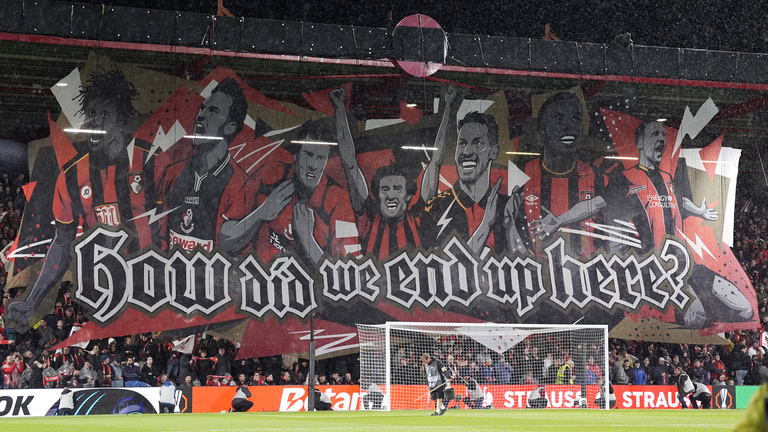 'How did we get here?' - Bournemouth's tifo before facing AC Milan in the Europa League