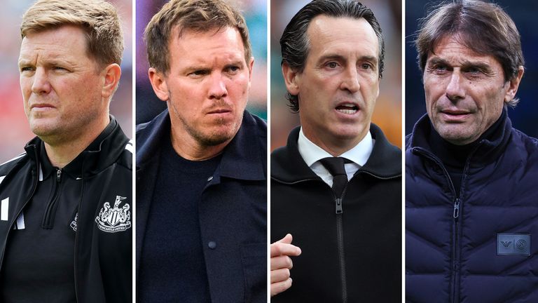 Eddie Howe, Julian Nagelsmann, Unai Emery and Antonio Conte