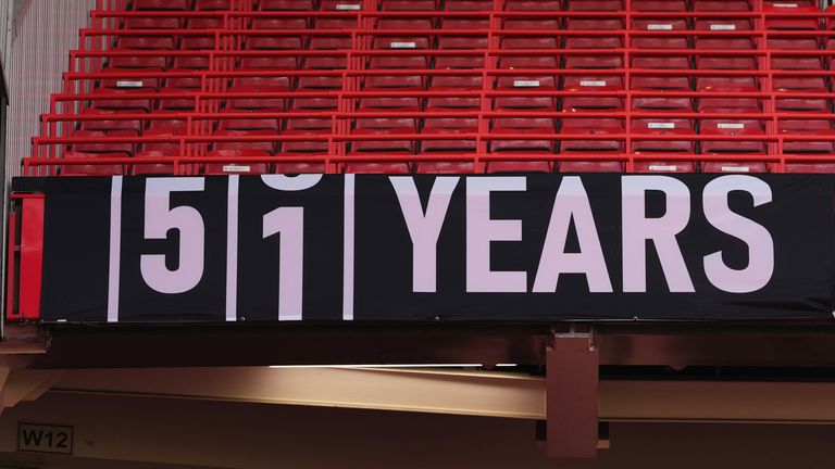 The banner was on display before supporters filled Old Trafford ahead of the game against Tottenham