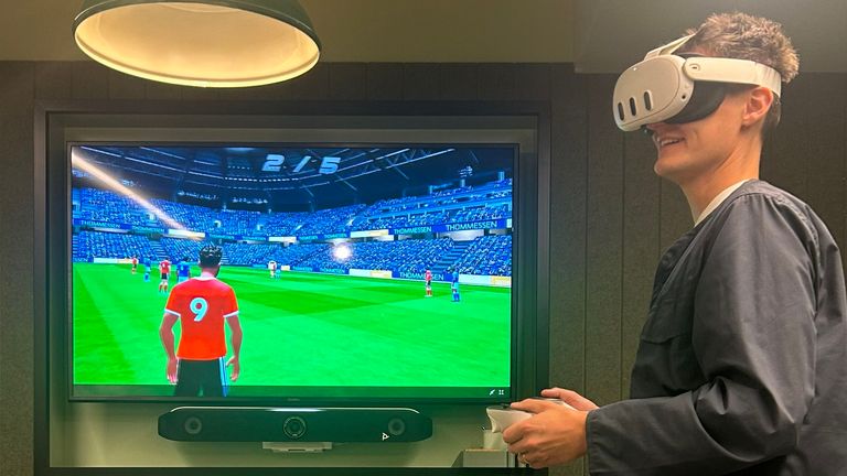 Sky Sports' Nick Wright using the virtual reality scanning technology